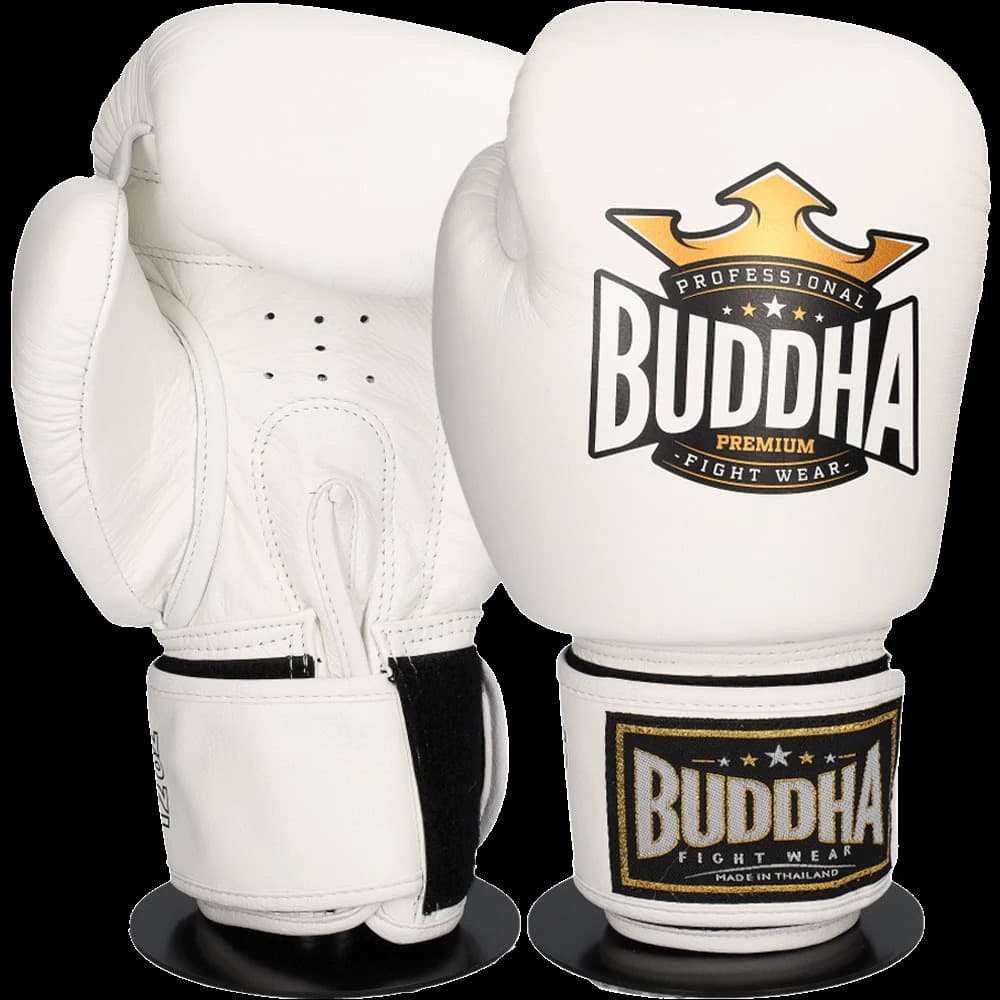 Guantes de boxeo Buddha Thailand Edición Piel - Blanco > Envío Gratis